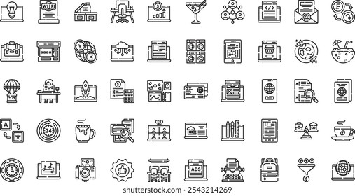 Iconos nómadas digitales Colección de iconos vectoriales de alta calidad con trazo editable. Ideal para Profesional y Proyectos Creativos.