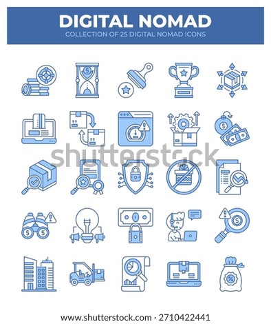 Digital Nomad Icons. Ultimate Guide to Remote Work and Online Business