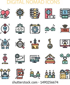 Digital Nomad Iconset With Colorful Style