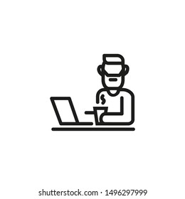 Digital nomad line icon. Worker, laptop, remote job. Freelance job line icon. Vector illustration can be used for topics like life work balance, remote job, occupation