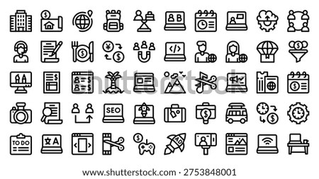 Digital Nomad Remote Work Travel Icon
