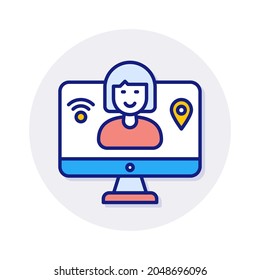 Digital Nomad Woman icon in vector. Logotype