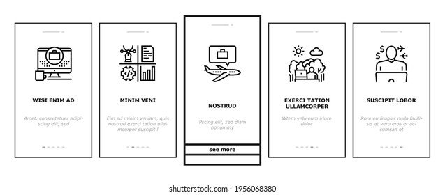 Digital Nomad Worker Onboarding Mobile App Page Screen Vector. Freelancer Nomad Remote Work And Traveling, Working In Hotel And Coffee Cafe Illustrations