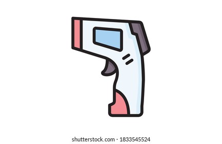 Digital non contact infrared forehead thermometer icon flat style vector illustration.