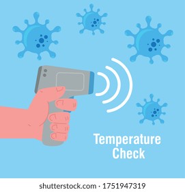 digital non contact infrared thermometer, medical thermometer measuring body temperature, prevention of coronavirus disease 2019 ncov vector illustration design