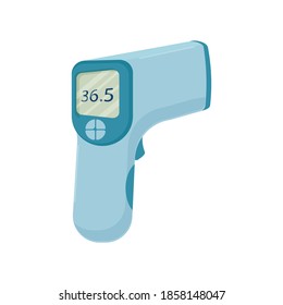 Digital non-contact infrared thermometer. Infrared light for disease detection through body temperature. Vector flat design. Isolated white background. Prevention of coronavirus disease 2019-nCoV.