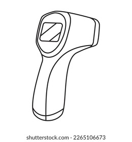 Digital non-contact infrared thermometer. Infrared light for disease detection through body temperature. Vector outline. Isolated illustration white background. Prevention of coronavirus disease