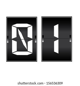 digital number 01 on a mechanical timetable 