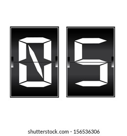 digital number 05 on a mechanical timetable 