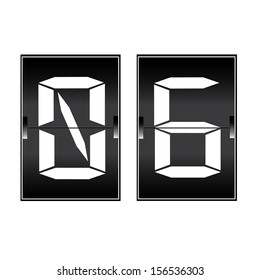 digital number 06 on a mechanical timetable 
