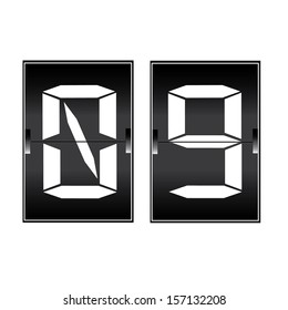 digital number 09 on a mechanical timetable 