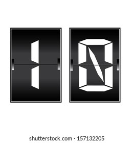 digital number 10 on a mechanical timetable 