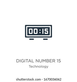 Digital number 15 icon vector. Trendy flat digital number 15 icon from technology collection isolated on white background. Vector illustration can be used for web and mobile graphic design, logo, 