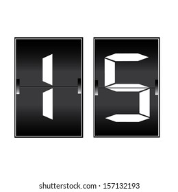 digital number 15 on a mechanical timetable 