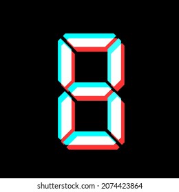 Digital number with 3d effect Electronic figure of number eight