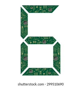 Digital number 6 icon, sign, symbol, design element. Modern flat style