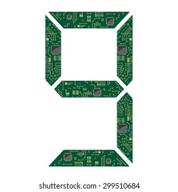Digital number 9 icon, sign, symbol, design element. Modern flat style