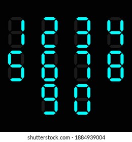 digital number blue color on black backgroud.
