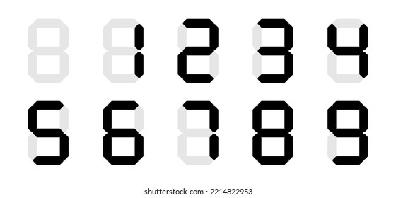 Digital Number Clock Score Board Font Vector Illustration