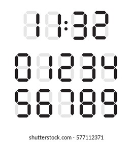 Digital Number Font Text Set - Isolated Vector Illustration