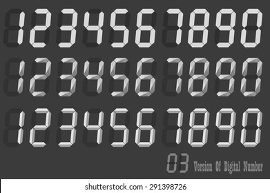 Digital Number italic sets, three version of digital number