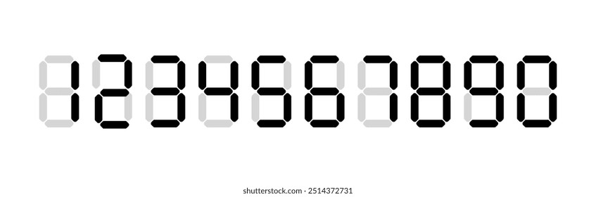 Digital number set. Black digital numbers set for a digital watch and other electronic devices.