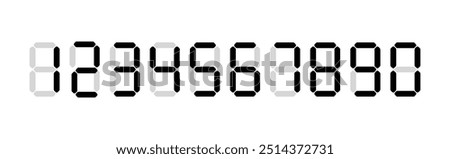 Digital number set. Black digital numbers set for a digital watch and other electronic devices.