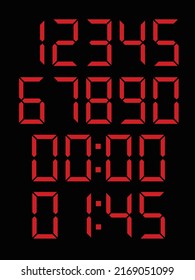 Digital number set vector font alphabet 0 to 9. Modern flat colorful trendy design. Suitable for web print logo digital technology application screen timer count hour and more