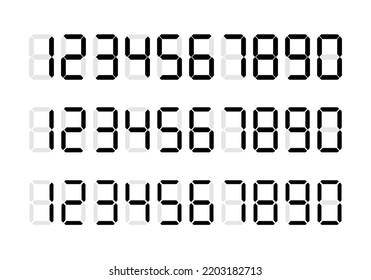 Digital number set,isolated on white background.
