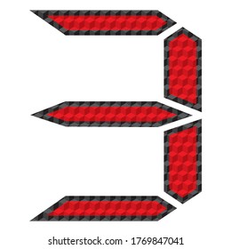 Número tres digital. Ilustración Vectorial Del Número Tres Digital 3D Como Dígito Electrónico Para Pantalla Electrónica. Patrón de cubo 3D