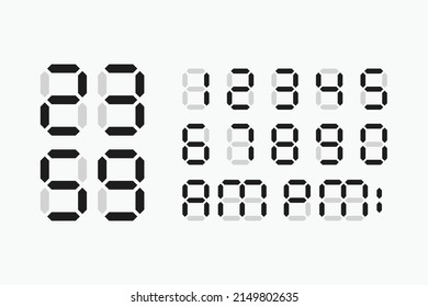 Digital number for digital timer, stop watch, and time record vector design