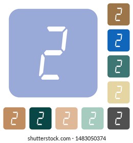 digital number two of seven segment type white flat icons on color rounded square backgrounds