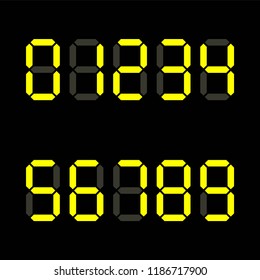 Digital number zero to ten LED display alphabhet flat design vector illustration