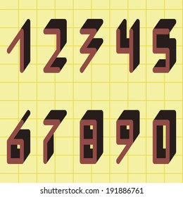 Digital Numbers from 0 to 9, Vector Set