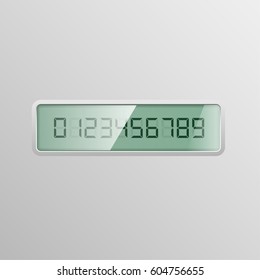 Digital Numbers 0-9 On A Digital Screen, Vector Illustration