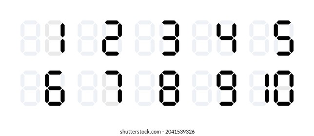 Digital numbers from 1 to 10.