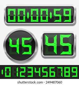 digital numbers and basic clock body shapes set.(gren numbers and silver body version)