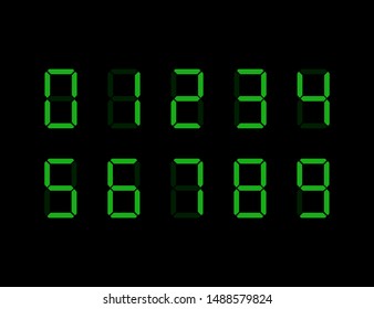 Digital numbers isolated on black background. Calculator or clock template. EPS 10