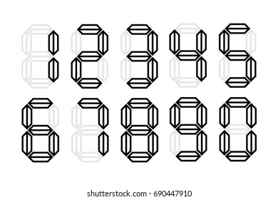 Digital numbers isolated vector