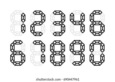 Digital numbers isolated vector