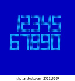 digital numbers on blue background