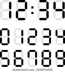Números digitales. Números de estilo de marcador sobre fondo blanco. Letras del reloj.