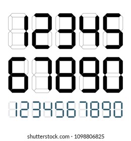 Digital numbers set. Electronic figures. Numbers vector illustration.
LCD numbers for a electronic devices. 
