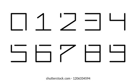 Digital numbers. Simple Vector symbol. Line art