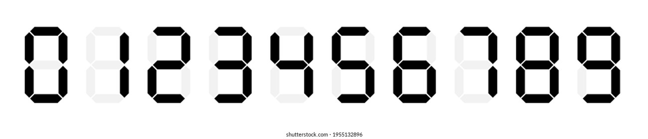 Digital numbers in vector 0 and 10 on white background.