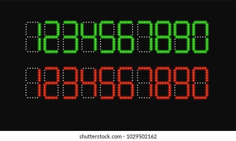 Digital numbers. vector illustration Green light