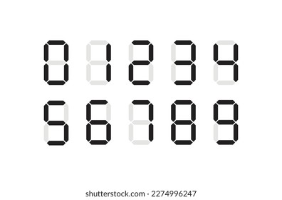 Digital numbers vector symbols font