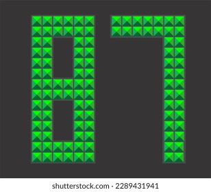 Digital Numerical Fonts green letter design