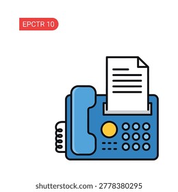 Digital office fax machine icon with a document feed business document
