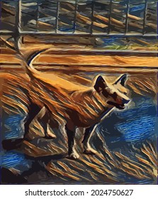 Digital Oil Painting illustration with Dog, cute. Pet .very cool
